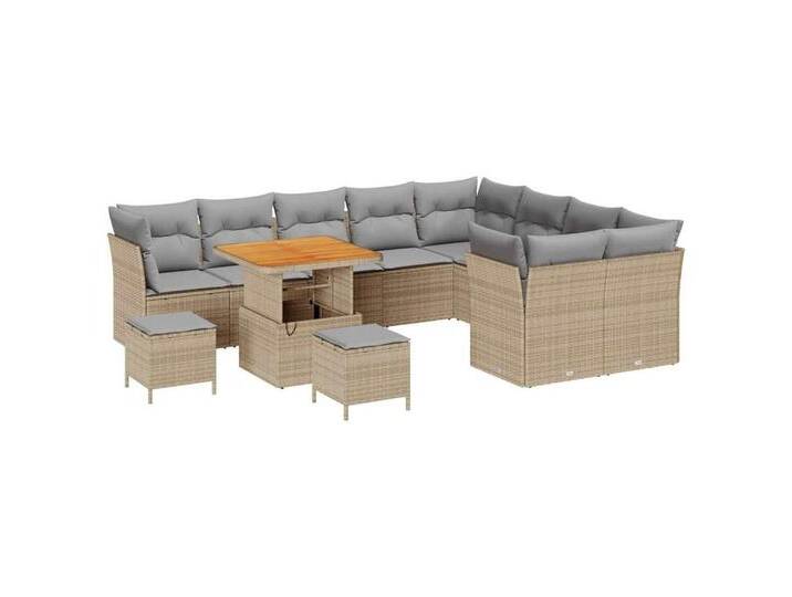 vidaXL Loungesofa Garten-Sofa-Set 12 pcs Beige und Hellgrau 80 x 80 x 71 cm, 12 Teile, beige grau, Beige und Hellgrau von vidaXL