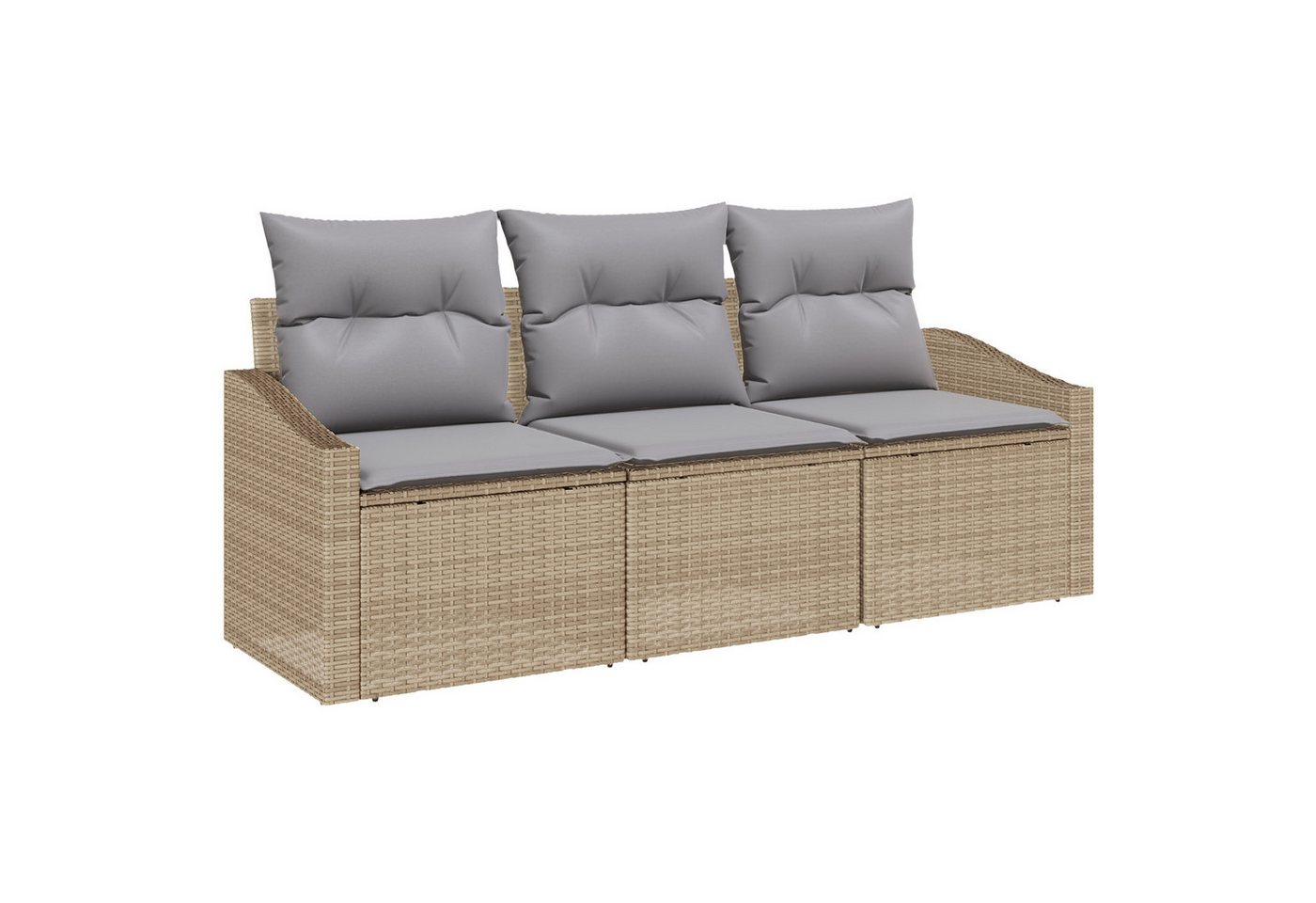 vidaXL Loungesofa 3-tlg. Garten-Essgruppe mit Kissen Beige Poly Rattan, 3 Teile vidaXL Loungesofa 3-tlg. Garten-Essgruppe mit Kissen Beige Poly Rattan, 3 Teile von vidaXL