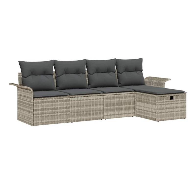 vidaXL Loungesofa Garten-Sofa-Set mit Kissen 5 pcs Hellgrau Poly-Rattan, 5 Teile vidaXL Loungesofa Garten-Sofa-Set mit Kissen 5 pcs Hellgrau Poly-Rattan, 5 Teile von vidaXL