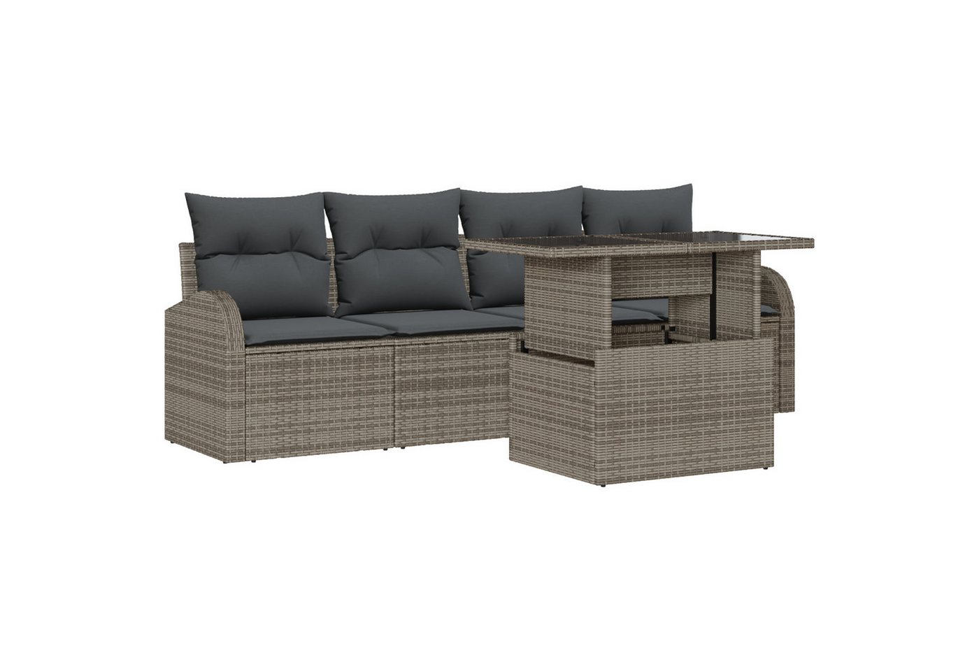 vidaXL Loungesofa 5-tlg. Garten-Sofagarnitur mit Kissen Grau Poly Rattan, 5 Teile vidaXL Loungesofa 5-tlg. Garten-Sofagarnitur mit Kissen Grau Poly Rattan, 5 Teile von vidaXL