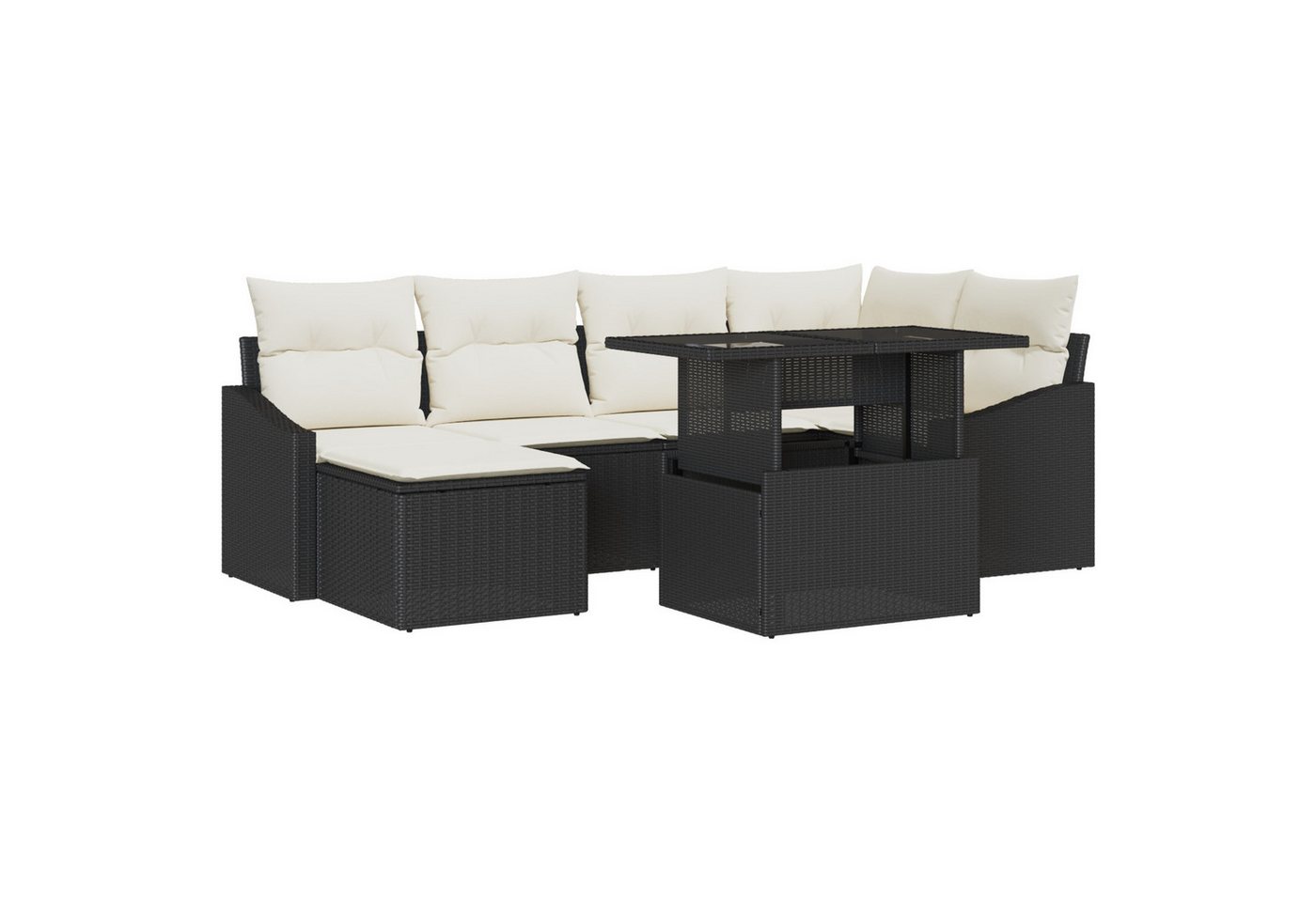 vidaXL Loungesofa 7-tlg. Garten-Sofagarnitur mit Kissen Schwarz Poly Rattan, 7 Teile vidaXL Loungesofa 7-tlg. Garten-Sofagarnitur mit Kissen Schwarz Poly Rattan, 7 Teile von vidaXL