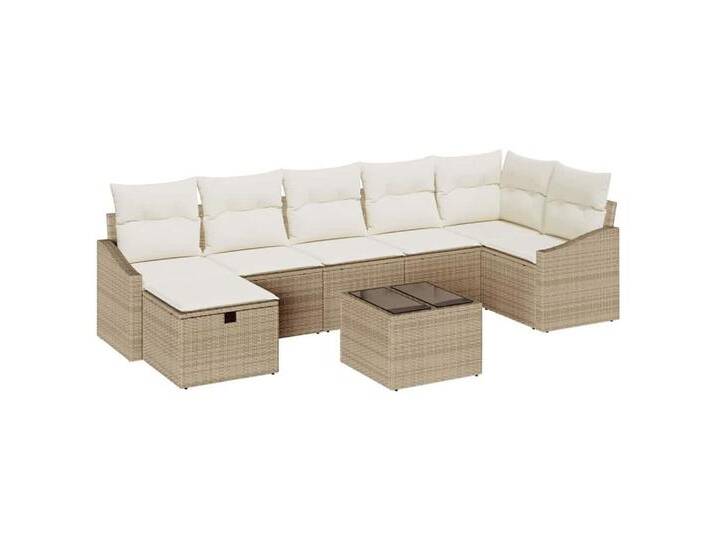 vidaXL Loungesofa Garten-Sofa-Set 8 pcs Beige 55 x 62 x 69 cm Poly Rattan, 8 Teile, beige, Beige/ Cremeweiß vidaXL Loungesofa Garten-Sofa-Set 8 pcs Beige 55 x 62 x 69 cm Poly Rattan, 8 Teile, beige, Beige/ Cremeweiß von vidaXL