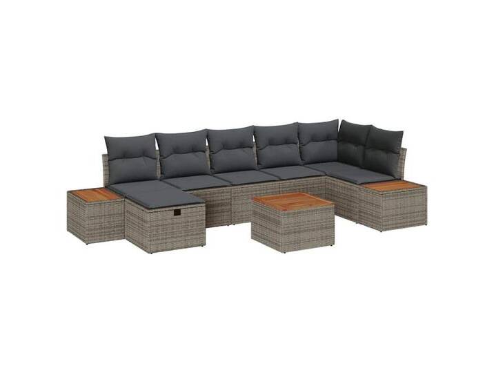 vidaXL Loungesofa Garten-Sofa-Set 8 pcs Grau 55 x 62 x 69 cm Poly Rattan, 8 Teile, grau, Grau/ Dunkelgrau von vidaXL