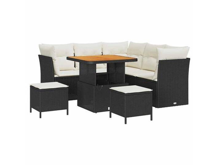 vidaXL Loungesofa Garten-Sofa-Set 8 pcs Schwarz und Creme 80 x 80 x 71 cm, 8 Teile, schwarz, Schwarz und Creme von vidaXL