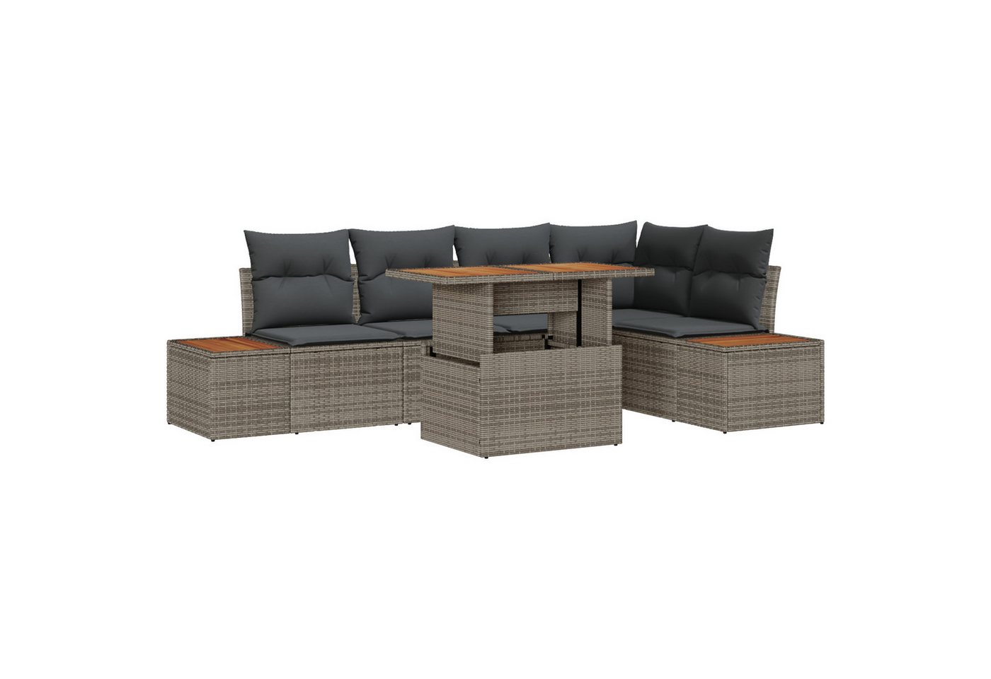vidaXL Loungesofa 6-tlg. Garten-Essgruppe mit Kissen Grau Poly Rattan, 6 Teile vidaXL Loungesofa 6-tlg. Garten-Essgruppe mit Kissen Grau Poly Rattan, 6 Teile von vidaXL