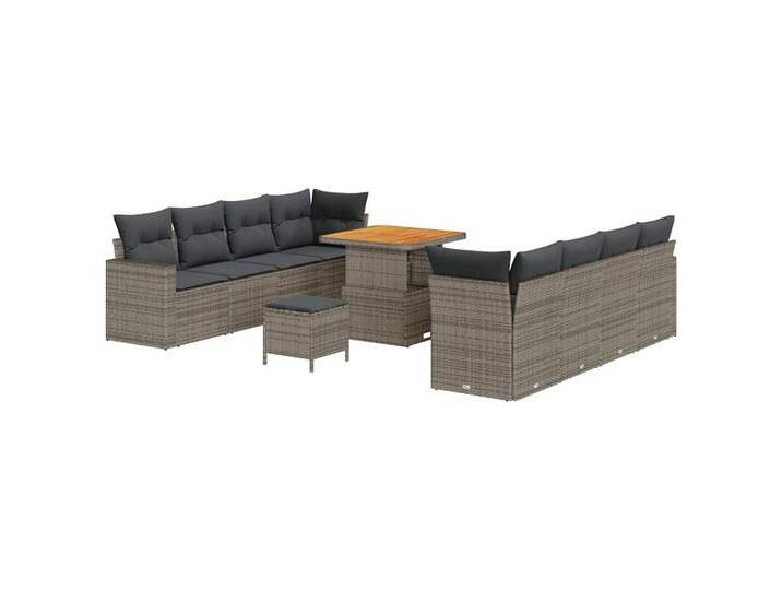 vidaXL Loungesofa Garten-Sofa-Set mit Kissen 11 pcs Grau 80 x 80 x 71 cm, 11 Teile, grau, Grau/ 80 cm Tischlänge von vidaXL