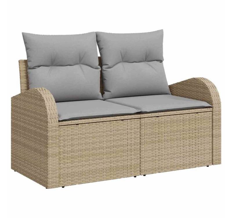 vidaXL Loungesofa Gartensofa mit Kissen Beige 124 x 62 x 69cm Poly-Rattan, 1 Teile von vidaXL