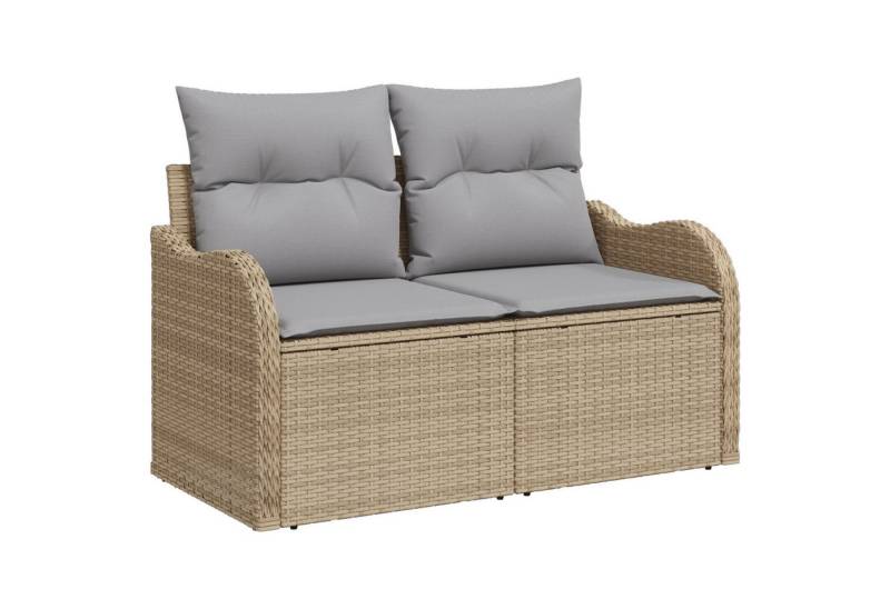 vidaXL Loungesofa Gartensofa 2-Sitzer mit Kissen Beige Poly Rattan, 1 Teile von vidaXL