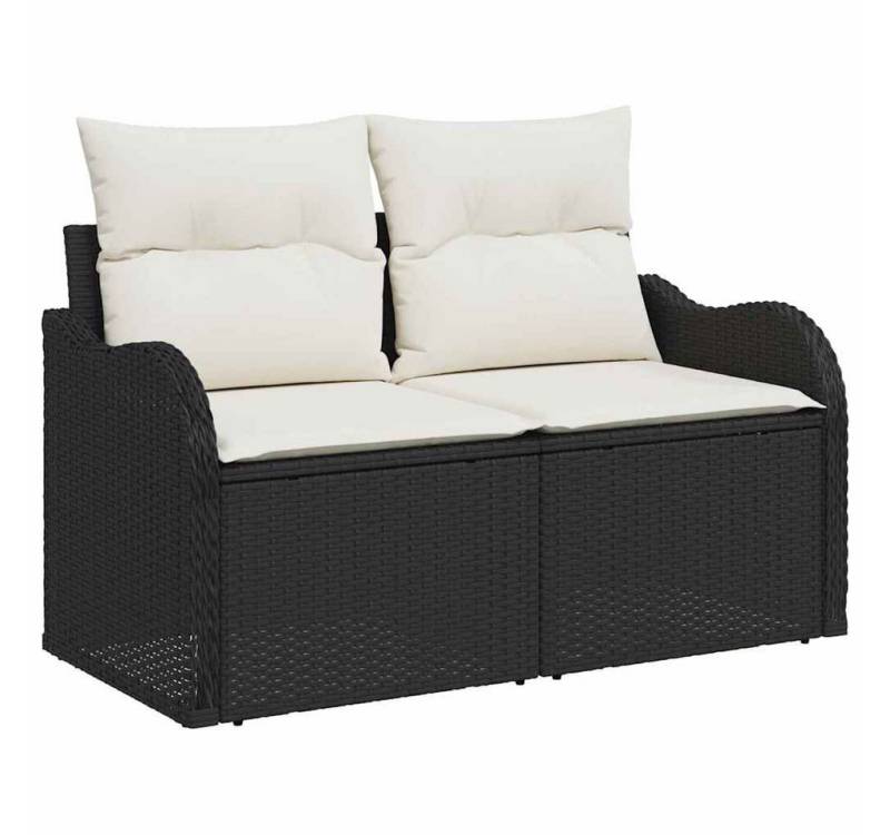 vidaXL Loungesofa Gartensofa 2-Sitzer mit Kissen Schwarz Poly Rattan, 1 Teile von vidaXL