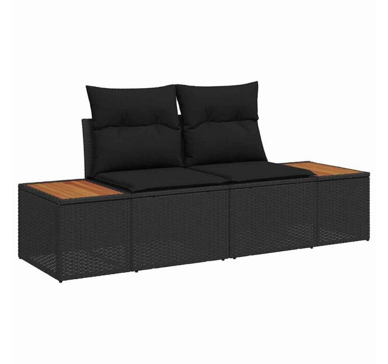 vidaXL Loungesofa Gartensofa 2-Sitzer mit Stauraum und Kissen Schwarz Poly Rattan, 1 Teile von vidaXL