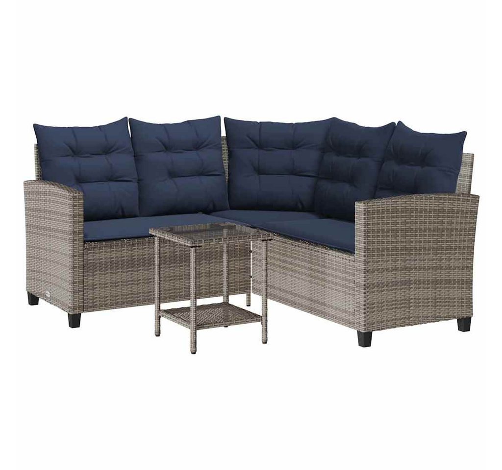 vidaXL Loungesofa Gartensofa in L-Form mit Tisch und Kissen Grau Poly Rattan, 1 Teile vidaXL Loungesofa Gartensofa in L-Form mit Tisch und Kissen Grau Poly Rattan, 1 Teile von vidaXL