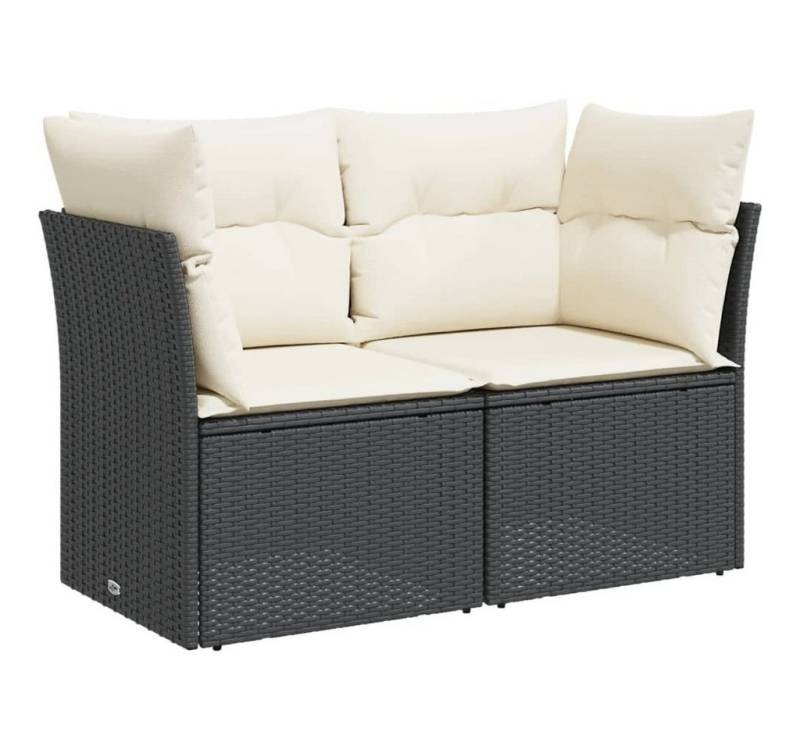 vidaXL Loungesofa Gartensofa mit Kissen 2-Sitzer Schwarz Poly Rattan, 1 Teile von vidaXL