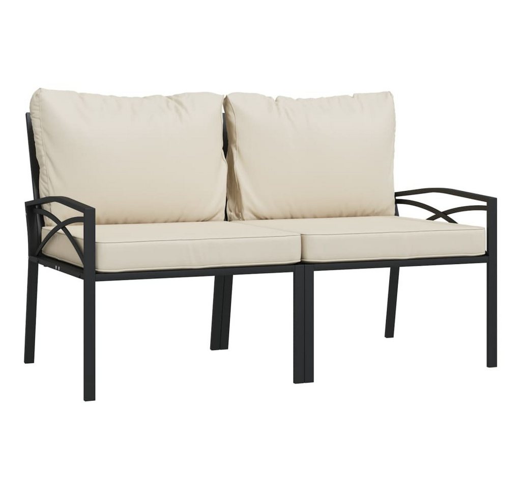 vidaXL Loungesofa Gartenstühle mit Sandfarbigen Kissen 2 Stk. 62x75x79 cm Stahl, 2 Teile von vidaXL