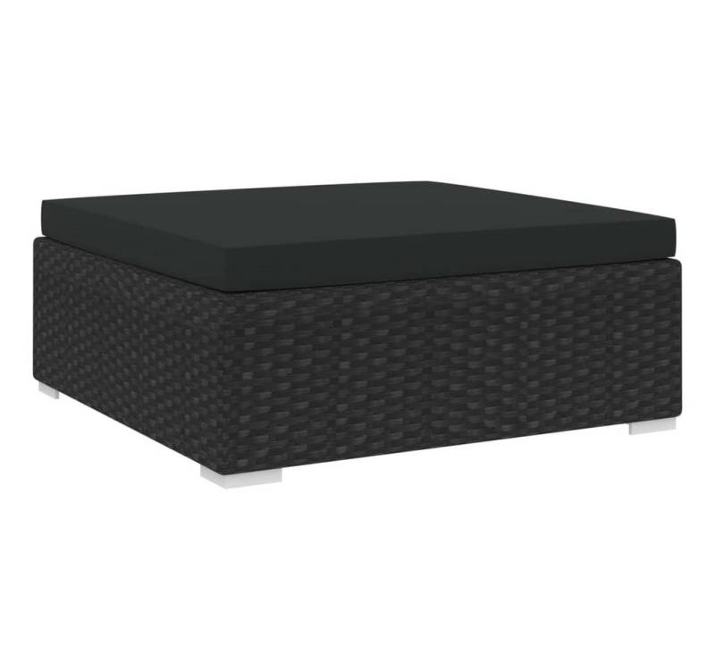 vidaXL Sofaelement Modular-Fußhocker 1 Stk. mit Kissen Poly-Rattan Schwarz (1 St) von vidaXL