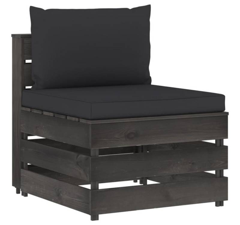 vidaXL Sofaelement Modulares Mittelsofa mit Kissen Grau Imprägniertes Holz (1 St) von vidaXL