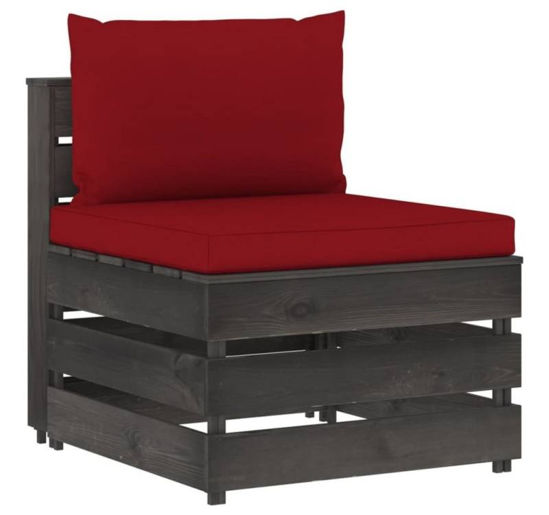 vidaXL Sofaelement Modulares Mittelsofa mit Kissen Grau Imprägniertes Holz (1 St) von vidaXL