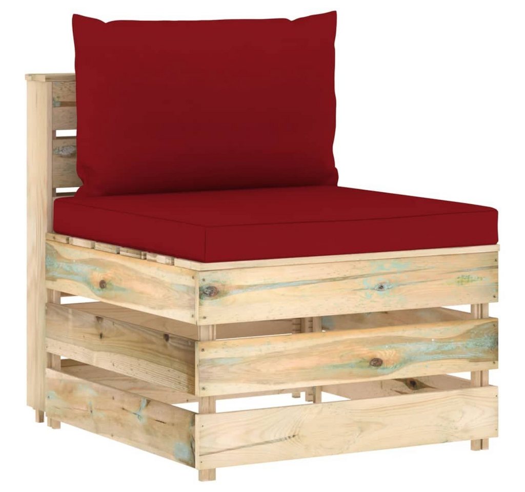 vidaXL Loungesofa Modulares Mittelsofa mit Kissen Grün Imprägniertes Holz, 1 Teile von vidaXL