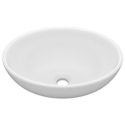 vidaXL Luxuriöses Waschbecken mit Abflussloch Waschschale Aufsatzwaschbecken Waschtisch Waschplatz Handwaschbecken Matt Weiß 40x33cm Keramik Oval vidaXL Luxuriöses Waschbecken mit Abflussloch Waschschale Aufsatzwaschbecken Waschtisch Waschplatz Handwaschbecken Matt Weiß 40x33cm Keramik Oval von vidaXL