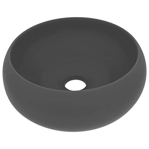vidaXL Luxus Waschbecken mit Abflussloch Waschschale Aufsatzwaschbecken Waschtisch Waschplatz Handwaschbecken Rund Matt Dunkelgrau 40x15cm Keramik vidaXL Luxus Waschbecken mit Abflussloch Waschschale Aufsatzwaschbecken Waschtisch Waschplatz Handwaschbecken Rund Matt Dunkelgrau 40x15cm Keramik von vidaXL
