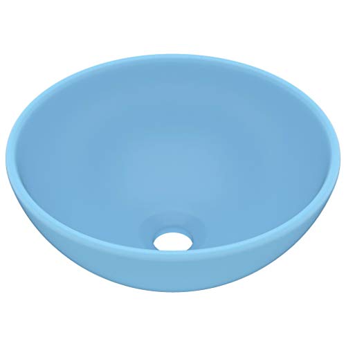 vidaXL Luxus Waschbecken mit Abflussloch Waschschale Aufsatzwaschbecken Waschtisch Waschplatz Handwaschbecken Rund Matt Hellblau 32,5x14cm Keramik vidaXL Luxus Waschbecken mit Abflussloch Waschschale Aufsatzwaschbecken Waschtisch Waschplatz Handwaschbecken Rund Matt Hellblau 32,5x14cm Keramik von vidaXL