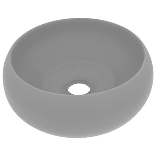 vidaXL Luxus Waschbecken mit Abflussloch Waschschale Aufsatzwaschbecken Waschtisch Waschplatz Handwaschbecken Rund Matt Hellgrau 40x15cm Keramik vidaXL Luxus Waschbecken mit Abflussloch Waschschale Aufsatzwaschbecken Waschtisch Waschplatz Handwaschbecken Rund Matt Hellgrau 40x15cm Keramik von vidaXL