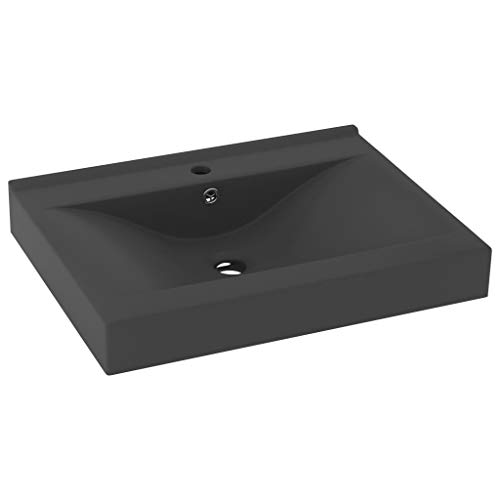 vidaXL Luxus Waschbecken mit Hahnloch Waschtisch Aufsatzwaschbecken Waschplatz Handwaschbecken Aufsatzwaschtisch Matt Dunkelgrau 60x46cm Keramik vidaXL Luxus Waschbecken mit Hahnloch Waschtisch Aufsatzwaschbecken Waschplatz Handwaschbecken Aufsatzwaschtisch Matt Dunkelgrau 60x46cm Keramik von vidaXL