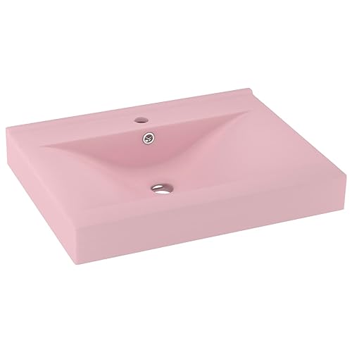 vidaXL Luxus Waschbecken mit Hahnloch Waschtisch Aufsatzwaschbecken Waschplatz Handwaschbecken Aufsatzwaschtisch Matt-Rosa 60x46cm Keramik von vidaXL