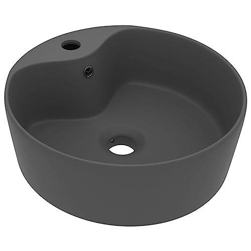 vidaXL Luxus Waschbecken mit Überlauf Waschschale Aufsatzwaschbecken Waschtisch Waschplatz Handwaschbecken Matt Dunkelgrau 36x13cm Keramik vidaXL Luxus Waschbecken mit Überlauf Waschschale Aufsatzwaschbecken Waschtisch Waschplatz Handwaschbecken Matt Dunkelgrau 36x13cm Keramik von vidaXL