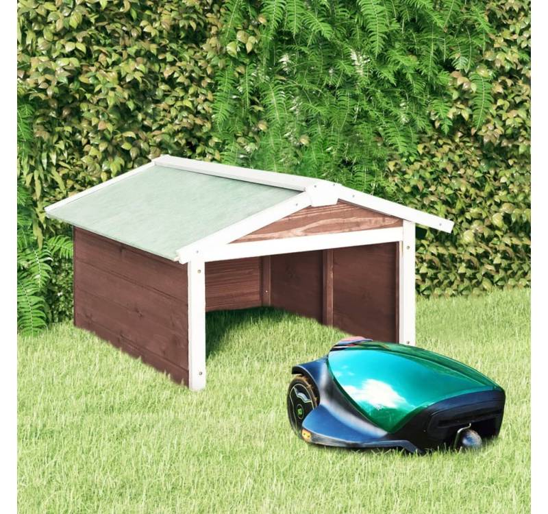 vidaXL Mähroboter-Garage, Roboter-Rasenmäher Garage 72x87x50 cm Mocca Weiß Tannenholz von vidaXL