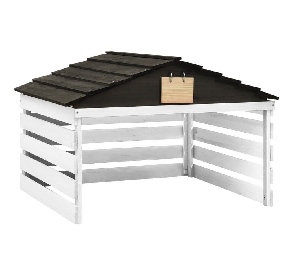 vidaXL Mähroboter-Garage Mähroboter-Garage Schwarz und Weiß 78x74x54 cm Tannenholz, (1-St) von vidaXL