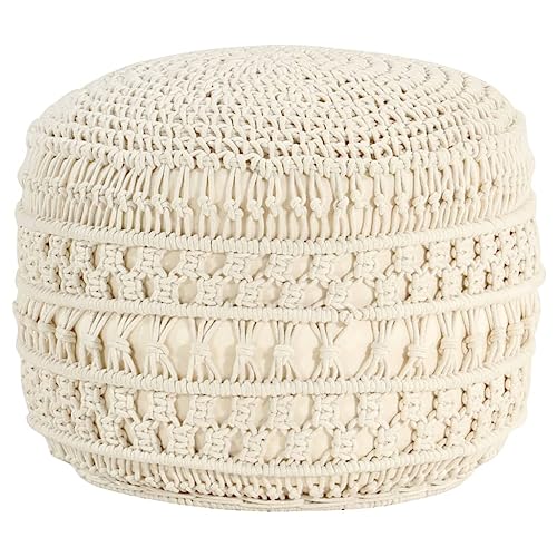 vidaXL Makramee Sitzpuff Handgefertigt Rustikal Sitzpouf Hocker Sitzhocker Pouf Puff Ottomane Fußhocker Fußschemel Rund 45x30cm Baumwolle von vidaXL