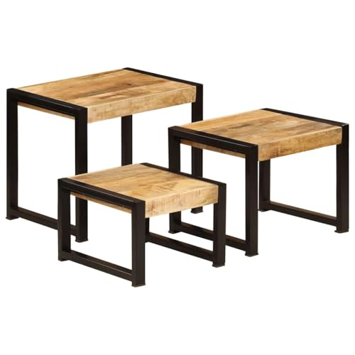 vidaXL Mangoholz Massiv 3X Beistelltisch Satztisch Coutisch Kaffeetisch Tisch vidaXL Mangoholz Massiv 3X Beistelltisch Satztisch Coutisch Kaffeetisch Tisch von vidaXL