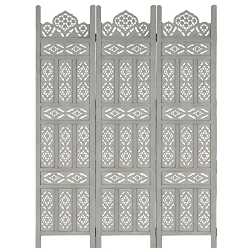 vidaXL Mangoholz Massiv Raumteiler 3-TLG. Handgeschnitzt Klappbar Trennwand Paravent Spanische Wand Umkleide Sichtschutz Grau 120x165cm vidaXL Mangoholz Massiv Raumteiler 3-TLG. Handgeschnitzt Klappbar Trennwand Paravent Spanische Wand Umkleide Sichtschutz Grau 120x165cm von vidaXL