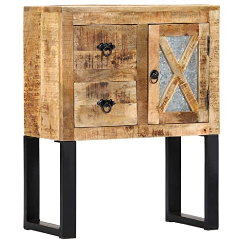 vidaXL Mangoholz Massiv Sideboard mit 1 Tür 2 Schubladen Kommode Mehrzweckschrank Beistellschrank Anrichte Schrank Flurschrank Standschrank 60x30x76cm von vidaXL