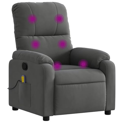 vidaXL Massage-Relaxsessel, dunkelgrau, Mikrofaserstoff von vidaXL