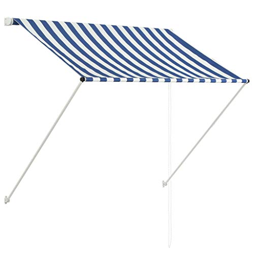 vidaXL Markise, Klemmmarkise Einziehbar, Sonnenschutz für Fenster Terrasse Balkon, Balkonmarkise Fallarmmarkise Fenstermarkise, 100×150cm Blau Weiß vidaXL Markise, Klemmmarkise Einziehbar, Sonnenschutz für Fenster Terrasse Balkon, Balkonmarkise Fallarmmarkise Fenstermarkise, 100×150cm Blau Weiß von vidaXL