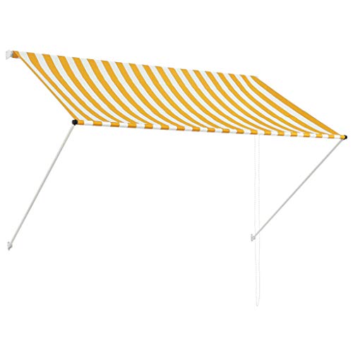 vidaXL Markise, Klemmmarkise Einziehbar, Sonnenschutz für Fenster Terrasse Balkon, Balkonmarkise Fallarmmarkise Fenstermarkise, 200×150cm Gelb Weiß von vidaXL