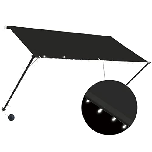 vidaXL Markise, Klemmmarkise mit LED Einziehbar, Sonnenschutz für Fenster Terrasse Balkon, Balkonmarkise Fallarmmarkise Fenstermarkise, 250×150cm Anthrazit vidaXL Markise, Klemmmarkise mit LED Einziehbar, Sonnenschutz für Fenster Terrasse Balkon, Balkonmarkise Fallarmmarkise Fenstermarkise, 250×150cm Anthrazit von vidaXL