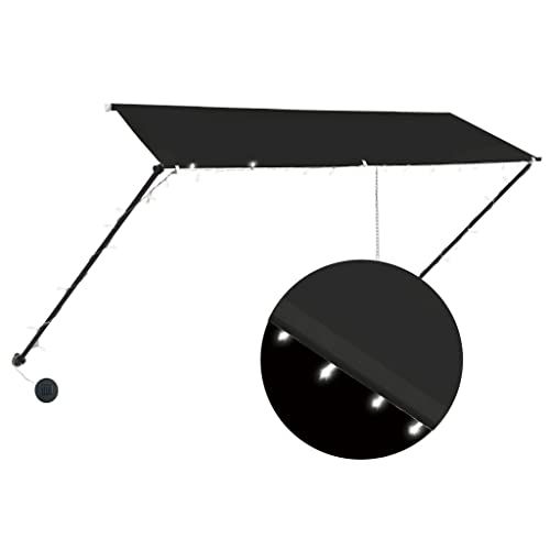vidaXL Markise, Klemmmarkise mit LED Einziehbar, Sonnenschutz für Fenster Terrasse Balkon, Balkonmarkise Fallarmmarkise Fenstermarkise, 300×150cm Anthrazit vidaXL Markise, Klemmmarkise mit LED Einziehbar, Sonnenschutz für Fenster Terrasse Balkon, Balkonmarkise Fallarmmarkise Fenstermarkise, 300×150cm Anthrazit von vidaXL