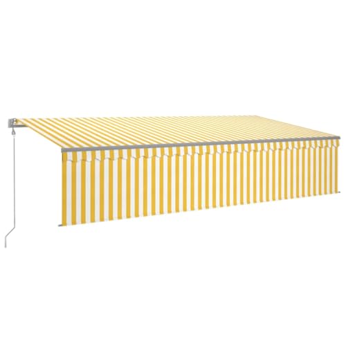 vidaXL Markise Automatisch mit Jalousie LED Windsensor Gelenkarmmarkise Sonnenschutz Sonnenmarkise Balkonmarkise Garten Terrasse Balkon 6x3m Gelb Weiß von vidaXL