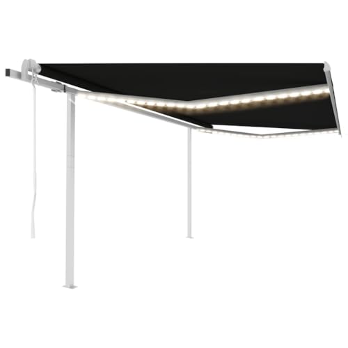 vidaXL Markise Automatisch mit LED Windsensor Gelenkarmmarkise Sonnenmarkise Balkonmarkise Sonnenschutz Sichtschutz Terrasse Garten 4,5x3m Anthrazit von vidaXL