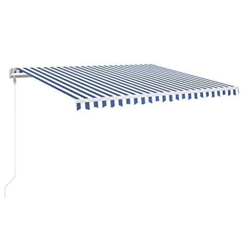 vidaXL Markise Automatisch mit LED Windsensor Gelenkarmmarkise Sonnenmarkise Balkonmarkise Sonnenschutz Sichtschutz Terrasse Garten 450x350cm Blau Weiß von vidaXL