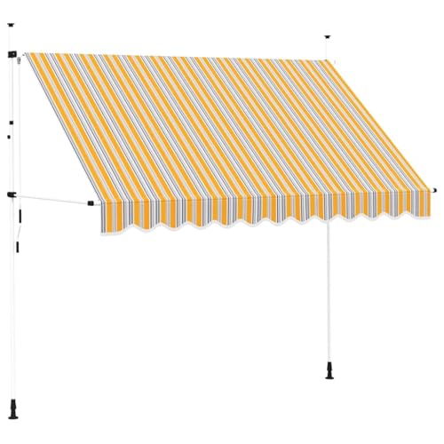 vidaXL Markise Einziehbar Handbetrieben Wasserabweisend Sonnenschutz Klemmmarkise Balkonmarkise Terrasse Balkon Garten 300cm Gelb Blau Gestreift von vidaXL