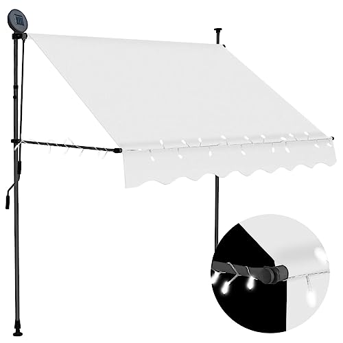 vidaXL Markise Einziehbar Handbetrieben mit LED Wasserabweisend Klemmmarkise Balkonmarkise Sonnenschutz Terrasse Balkon Garten 200cm Creme von vidaXL