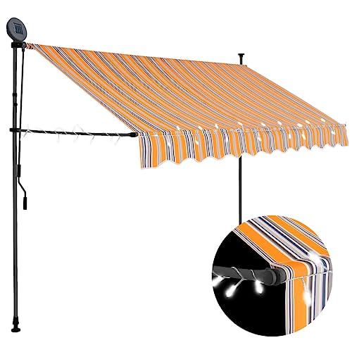 vidaXL Markise Einziehbar Handbetrieben mit LED Wasserabweisend Klemmmarkise Balkonmarkise Sonnenschutz Terrasse Balkon Garten 250cm Gelb Blau vidaXL Markise Einziehbar Handbetrieben mit LED Wasserabweisend Klemmmarkise Balkonmarkise Sonnenschutz Terrasse Balkon Garten 250cm Gelb Blau von vidaXL