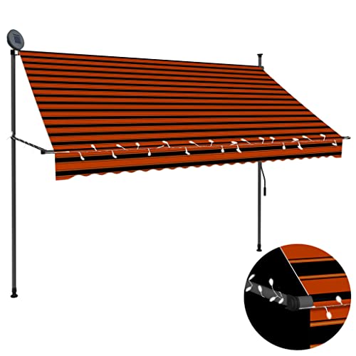 vidaXL Markise Einziehbar Handbetrieben mit LED Wasserabweisend Klemmmarkise Balkonmarkise Sonnenschutz Terrasse Balkon Garten 250cm Orange Braun von vidaXL