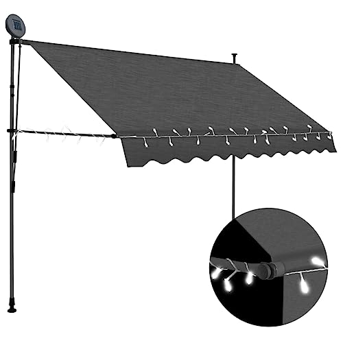 vidaXL Markise Einziehbar Handbetrieben mit LED Wasserabweisend Klemmmarkise Balkonmarkise Sonnenschutz Terrasse Balkon Garten 300cm Anthrazit vidaXL Markise Einziehbar Handbetrieben mit LED Wasserabweisend Klemmmarkise Balkonmarkise Sonnenschutz Terrasse Balkon Garten 300cm Anthrazit von vidaXL