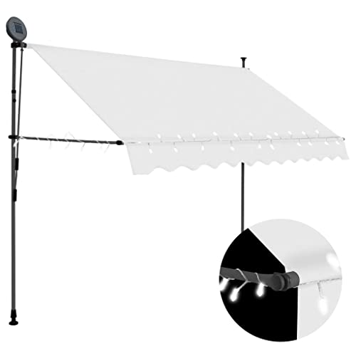 vidaXL Markise Einziehbar Handbetrieben mit LED Wasserabweisend Klemmmarkise Balkonmarkise Sonnenschutz Terrasse Balkon Garten 300cm Creme von vidaXL
