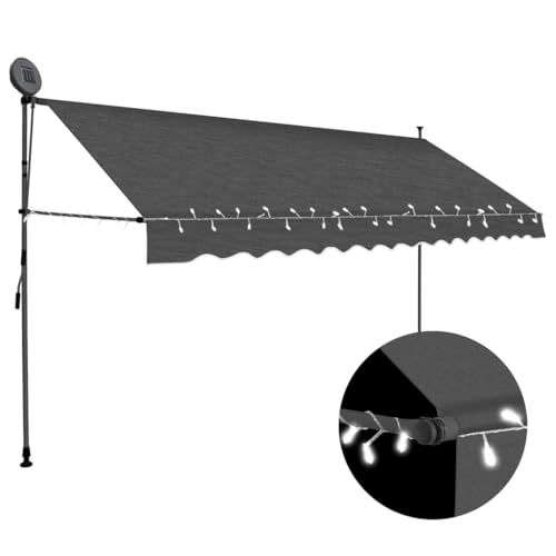 vidaXL Markise Einziehbar Handbetrieben mit LED Wasserabweisend Klemmmarkise Balkonmarkise Sonnenschutz Terrasse Balkon Garten 400cm Anthrazit von vidaXL