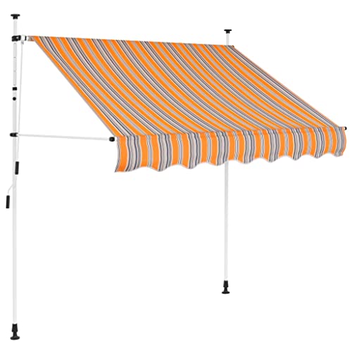 vidaXL Markise Einziehbar Manuell Wasserabweisend Balkonmarkise Klemmmarkise Garten Sonnenschutz Terrasse Balkon 100cm Gelb Blau Gestreift von vidaXL